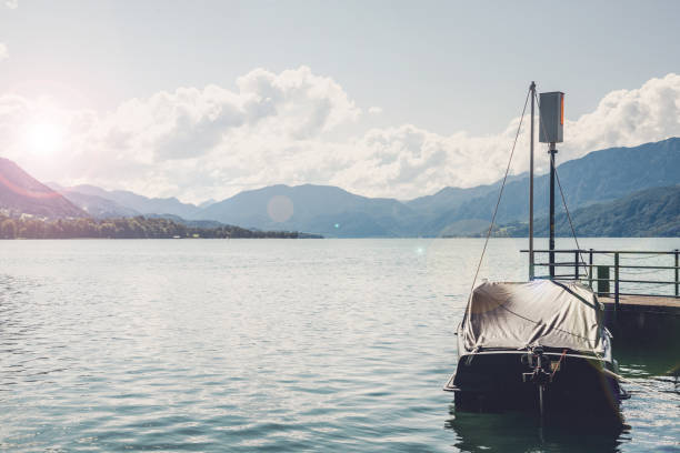 Boat on the lake stock photo