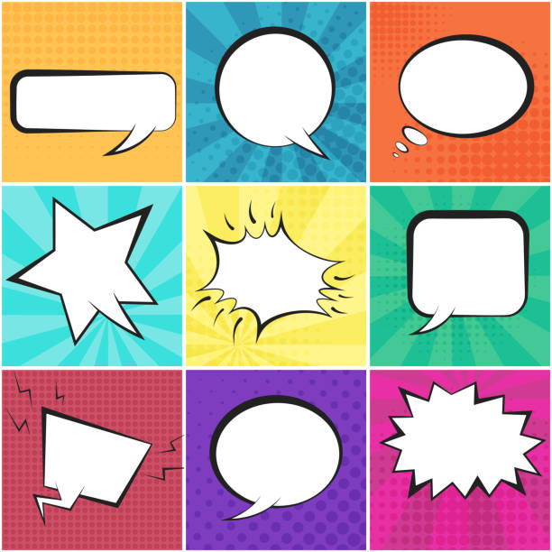 ilustrações de stock, clip art, desenhos animados e ícones de big set of retro speech bubbles with backgrounds - backgrounds paper blank expression old fashioned