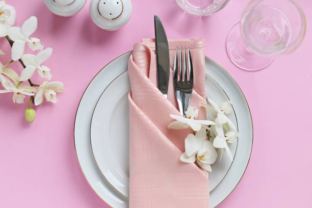 istock Festive table setting for Valentins Day, Easter, Mother's Day ore wedding. Elegant table decoration with fresh flowers. 904469652