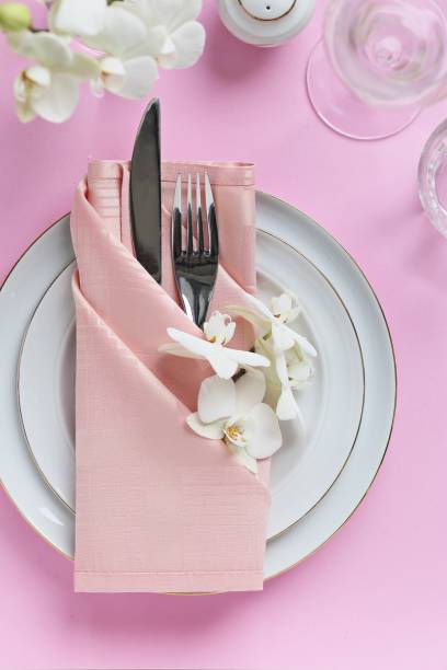 istock Festive table setting for Valentins Day, Easter, Mother's Day ore wedding. Elegant table decoration with fresh flowers. 904469678