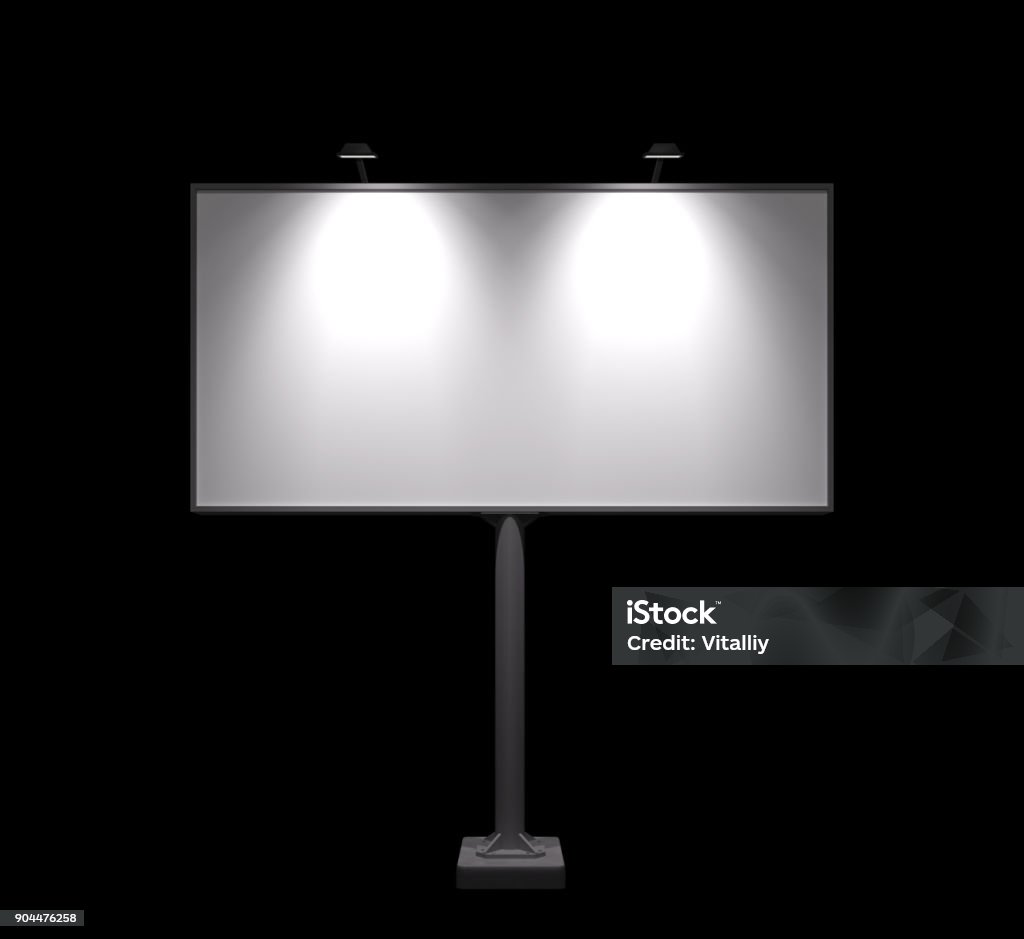 Blank billboard night view mock-up Realistic Blank billboard mock up isolated on black background. Use this photorealistic night mockup for your outdoor design. Billboard Stock Photo