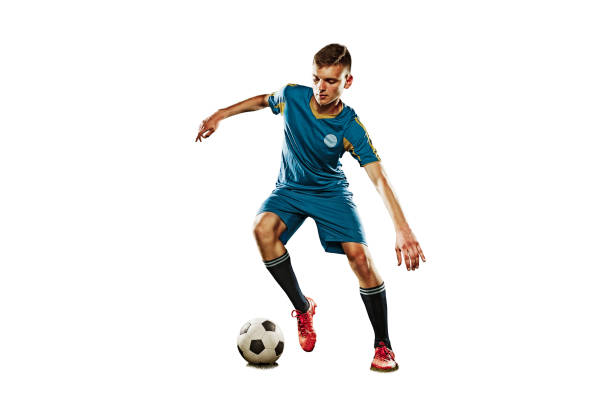 istock one caucasian soccer player man isolated on white background 904477674