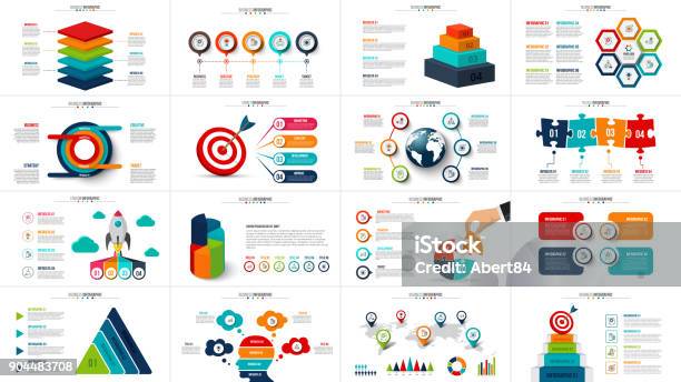 Vecteur Démarrage Infographie Diagramme Diagramme Graphique Et Présentation Rapport Daffaires Avec 4 5 6 Et 7 Options Pièces Processus Détapes Puzzle Cercles Cible Pyramide Carte Et Chronologie Vecteurs libres de droits et plus d'images vectorielles de Graphisme d'information