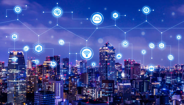 Smart city concept. IoT(Internet of Things). ICT(Information Communication Technology). Smart city concept. IoT(Internet of Things). ICT(Information Communication Technology). smart grid stock pictures, royalty-free photos & images