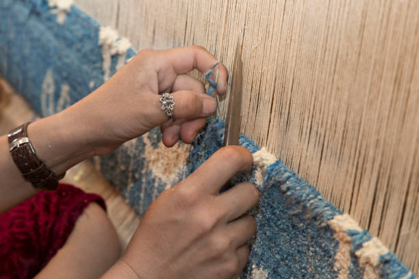 Carpet weaving in Uzbekistan.
