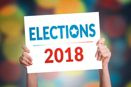 Elections 2018 Card with Bokeh Background