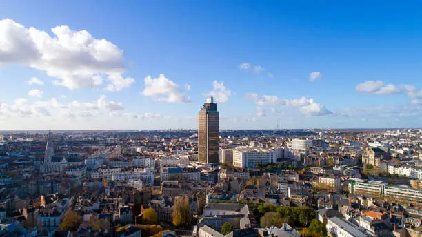 Aerial view of the Tour de Bretagne in Nantes, Loire Atlantique