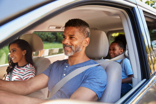 Family In Car Going On Road Trip