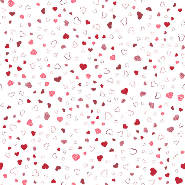 ilustrações de stock, clip art, desenhos animados e ícones de heart seamless background - heart shape confetti small red