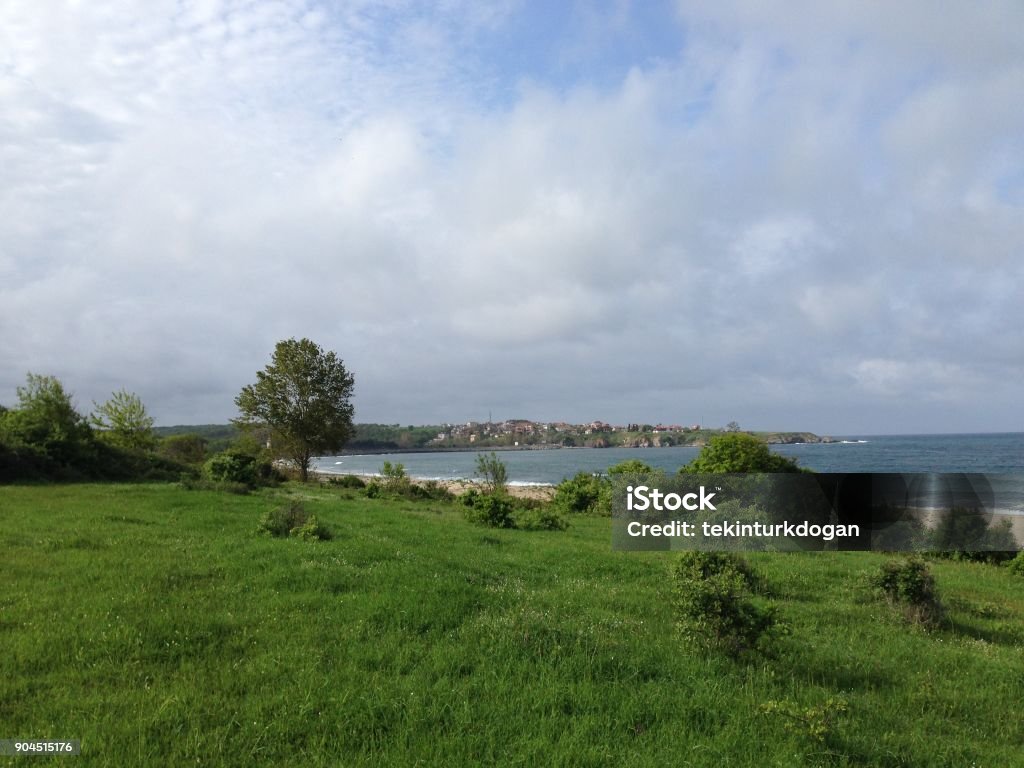 Turkish border with bulgaria and bulgar town Rezovo at black sea coast near kirklareli turkey Beach Stock Photo