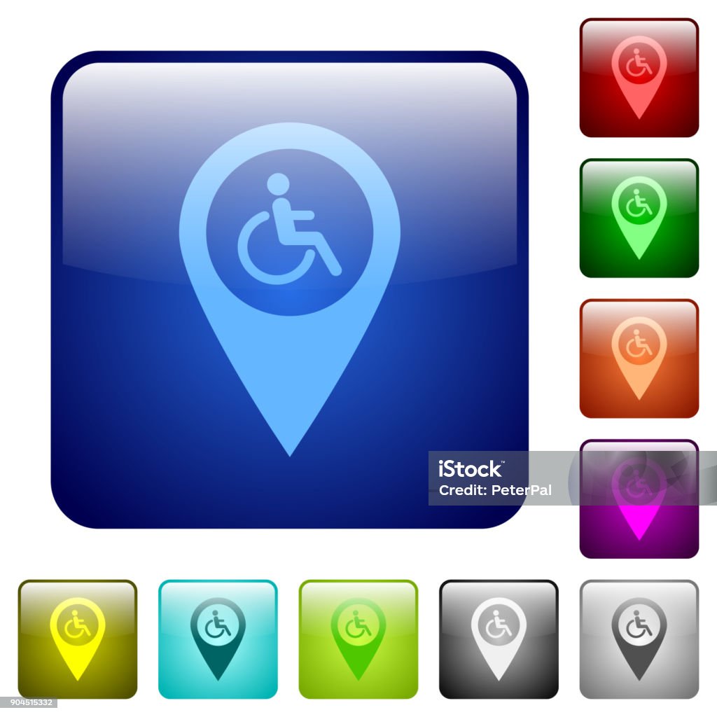 Accessibility Round Button Disability Accessibility Gps Map Location Color Square Buttons Stock ...