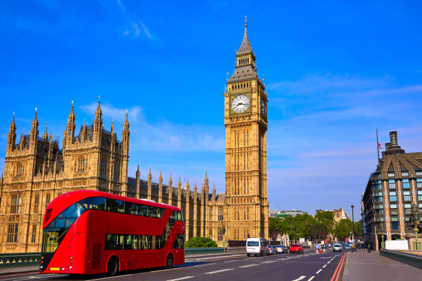 istock Big Ben Clock Tower and London Bus 904522642