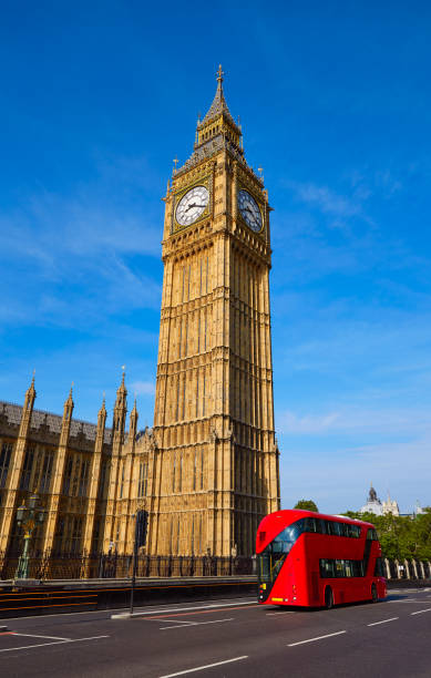 istock Big Ben Clock Tower and London Bus 904522930