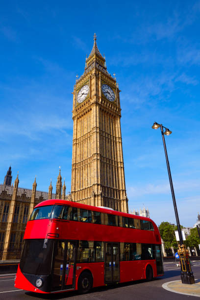 istock Big Ben Clock Tower and London Bus 904522996