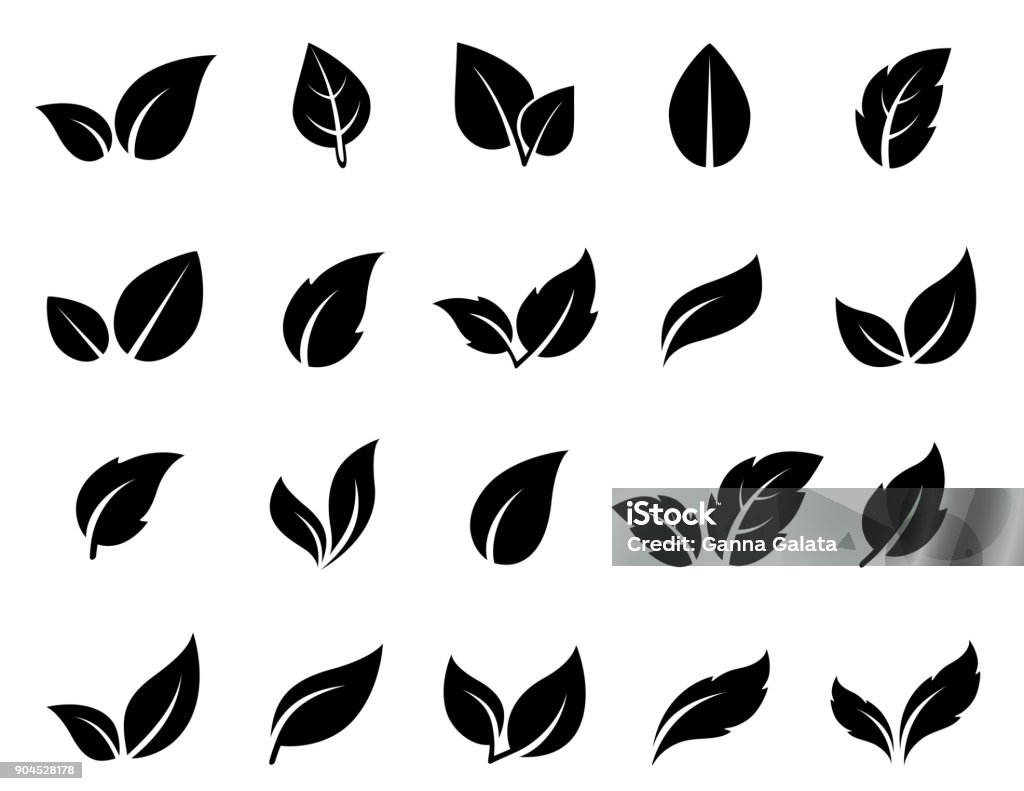eingestellte Blatt Symbole - Lizenzfrei Blatt - Pflanzenbestandteile Vektorgrafik