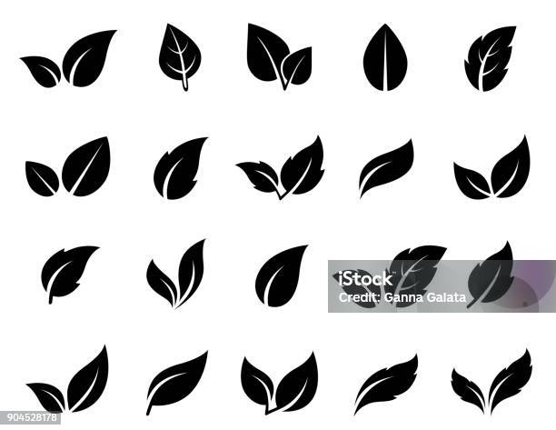 Eingestellte Blatt Symbole Stock Vektor Art und mehr Bilder von Blatt - Pflanzenbestandteile - Blatt - Pflanzenbestandteile, Icon, Vektor