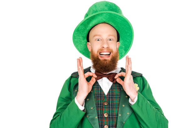 Green St. Patrick's Day hat with clover Paper corner 3D render illustration isolated on white background