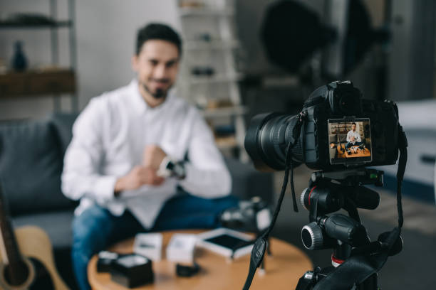 istock technology blogger wearing new smart watch with camera on foreground 904532536