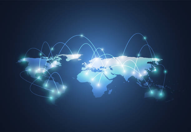 istock Global network connection. World map point and line composition concept of global business. Vector Illustration 904539256