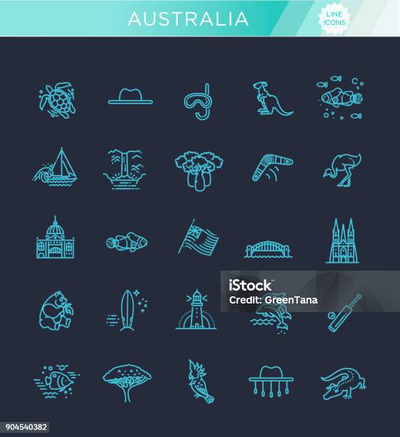 Vector Graphic Set Australian Culture Animals Traditions Sign Element Emblem Symbol Stock Illustration - Download Image Now