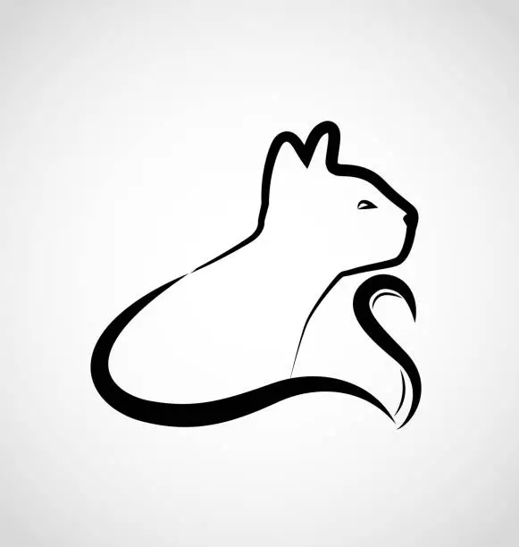 Vector illustration of Cat icon silhouette line art vector