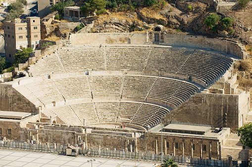 Amman, Jordan - August 18, 2012: View to the ancient Roman amphitheater in Amman, Jordan.