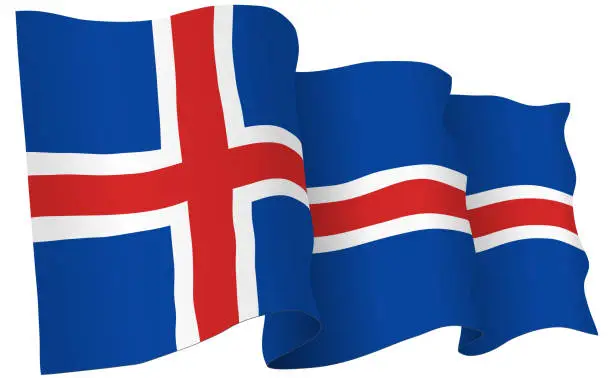 Vector illustration of Iceland Flag Waving Vector Illustration