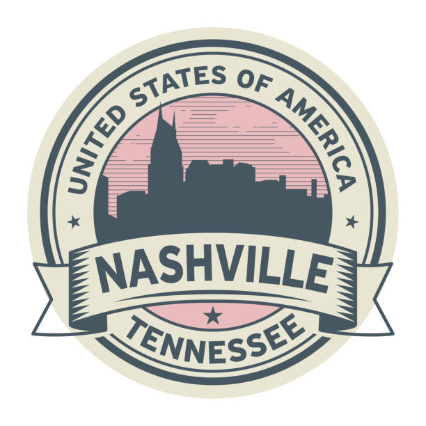 Stamp or label with name of Nashville, Tennessee Stamp or label with name of Nashville, Tennessee, USA, vector illustration nashville stock illustrations
