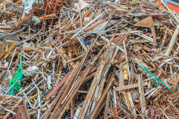 istock Steel bars scrap left over from construction site and can be sell as salvage for recycling. 904570422