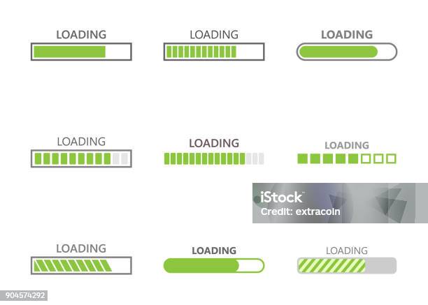 Loading Bar Progress Icons Stock Illustration - Download Image Now - Downloading, Loading, Progress