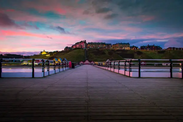 lovely sunrise at Saltburn By The Sea beach looking at Saltburn from the pier