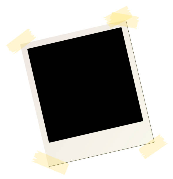 blank instant picture frame affixed with sticky tape blank instant picture frame affixed with sticky tape polaroid stock illustrations