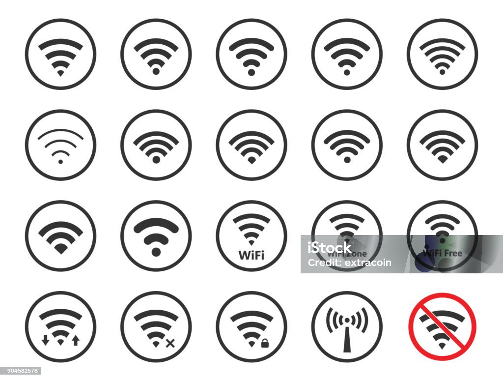 wireless signs set, wifi icons wifi signs and icons, wireless signal symbols Wireless Technology stock vector