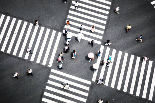 Crosswalks Tokyo - Japan, Ginza, Asia, Crowd, Japan crossroad stock pictures, royalty-free photos & images