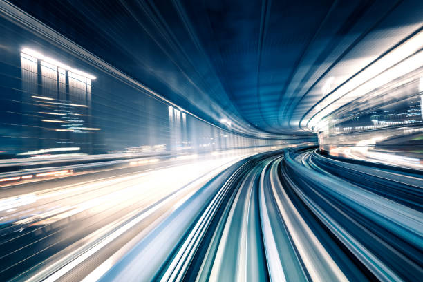 movimiento borrosa en el metro de tokio - blurred motion abstract electricity power line fotografías e imágenes de stock