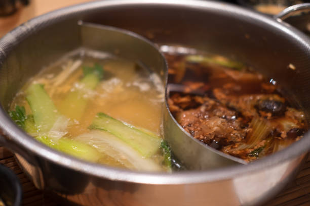 istock Double flavor hot pot, Chinese traditional hot pot 904590148