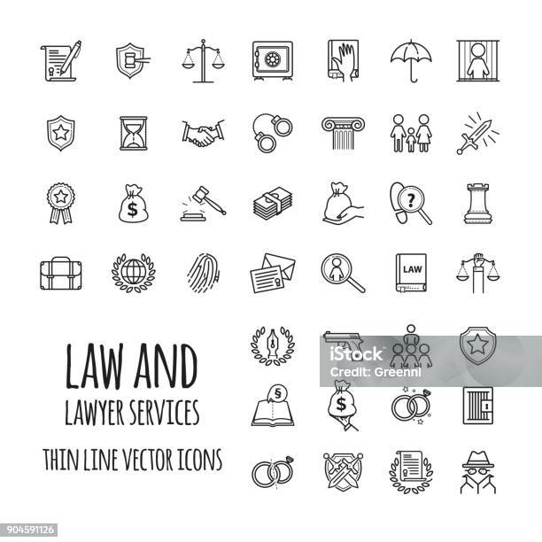 Law And Lawyer Services Icons Set For Web Design Mobile App Graphic Design Stock Illustration - Download Image Now