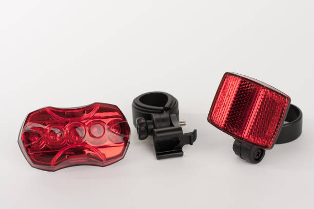istock Red rear bicycle light,holder of light and red reflector 904599762