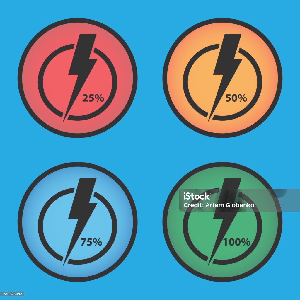 Charging Color Indicator Energy Color Indicators Stock Illustration - Download Image Now - Blue ...