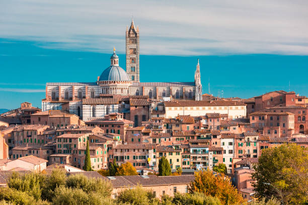 duomo di siena nella giornata di sole, toscana, italia - provincia di siena foto e immagini stock