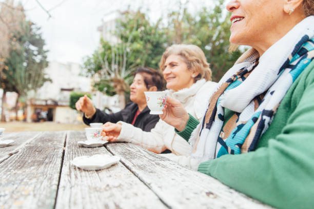istock Senior women drink Turkish coffee 904608402