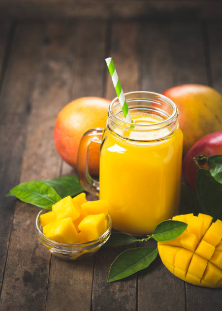 istock Fresh mango smoothie in the glass 904617144