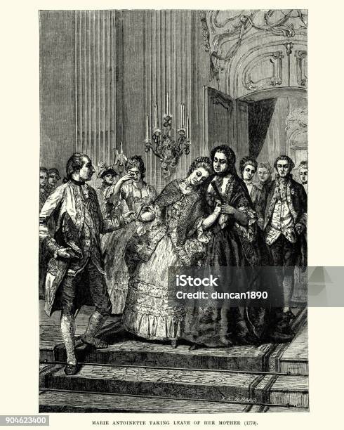 Marie Antoinette Taking Leave Of Her Mother 1770 Stock Illustration - Download Image Now - Marie Antoinette, 18th Century, 18th Century Style