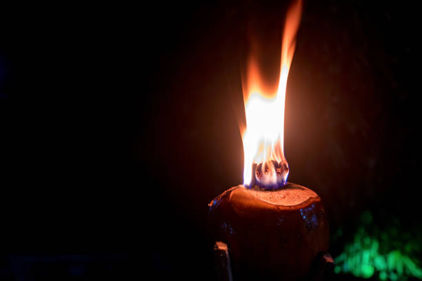 istock Burning torch made of coconut 904647526