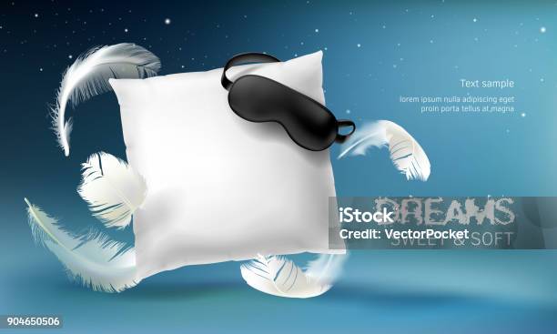 Vector 3d Realistic White Pillow Illustration Stock Illustration - Download Image Now - Pillow, Sleeping, Three Dimensional