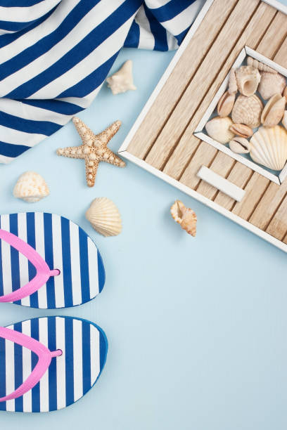 istock Beach accessories   on wooden background 904654912