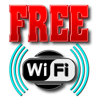Free WiFi Symbol, 3D Illustration, Isolated against the White Background.