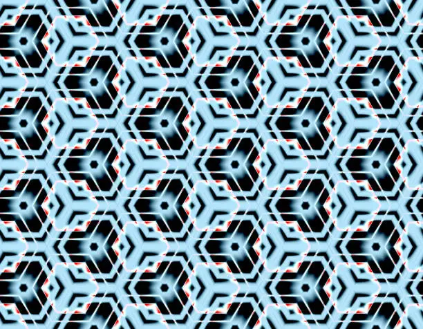 Vector illustration of Snow vector seamless illusion assembled from hexagons with ice pieces