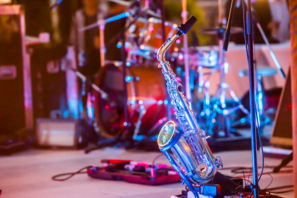 Saxophone Instrument on the Stage stock photo
