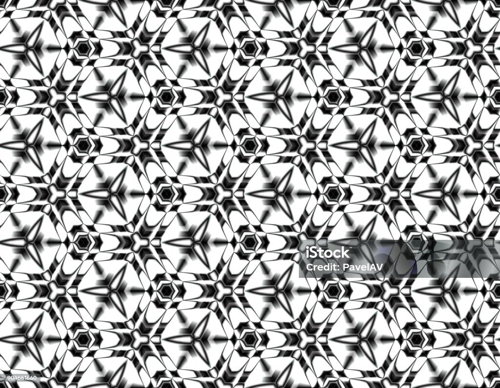 Fractal seamless illusion of snowflakes with the stars Geometric seamless vector image assembled from hexagons bright colours on an abstract background for design sites Abstract stock vector